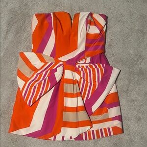 size small Seduce white, orange, and pink strapless mini dress